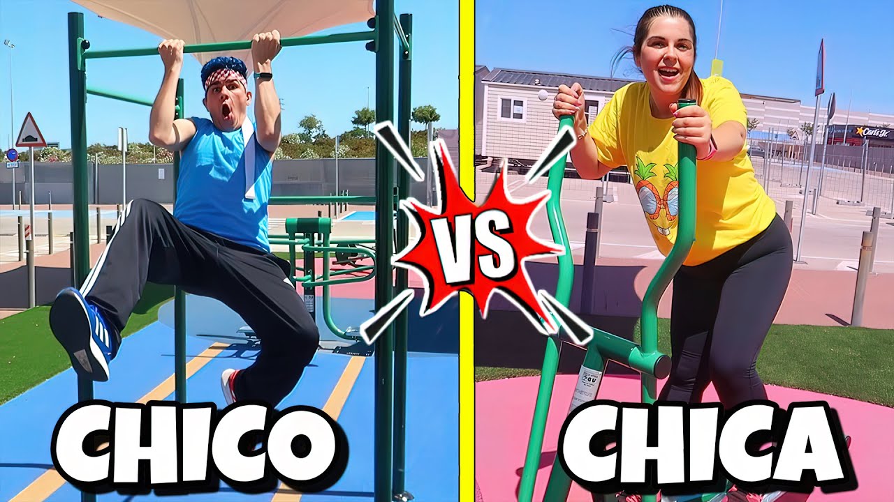 RUTINA de DÍA haciendo DEPORTE: Chicos VS Chicas - GIMNASIA EN LA CALLE