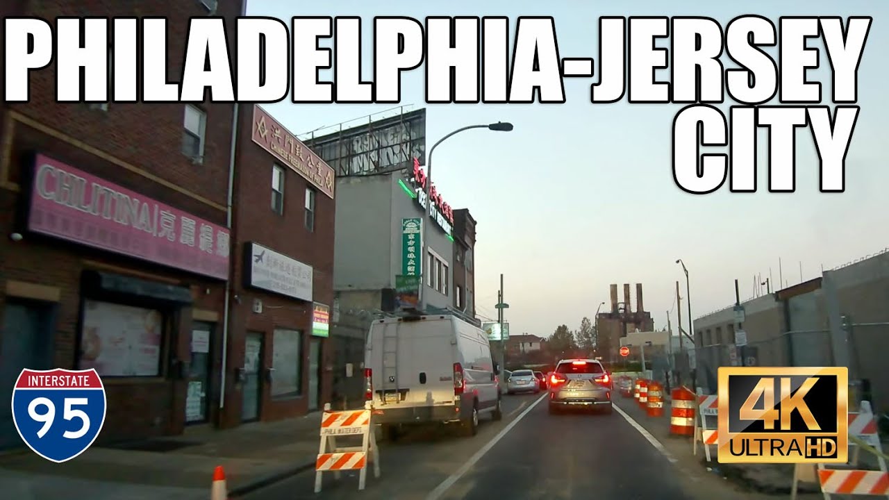 Driving Philadelphia (Chinatown) to Jersey City (Heights) via I-95 (4K)