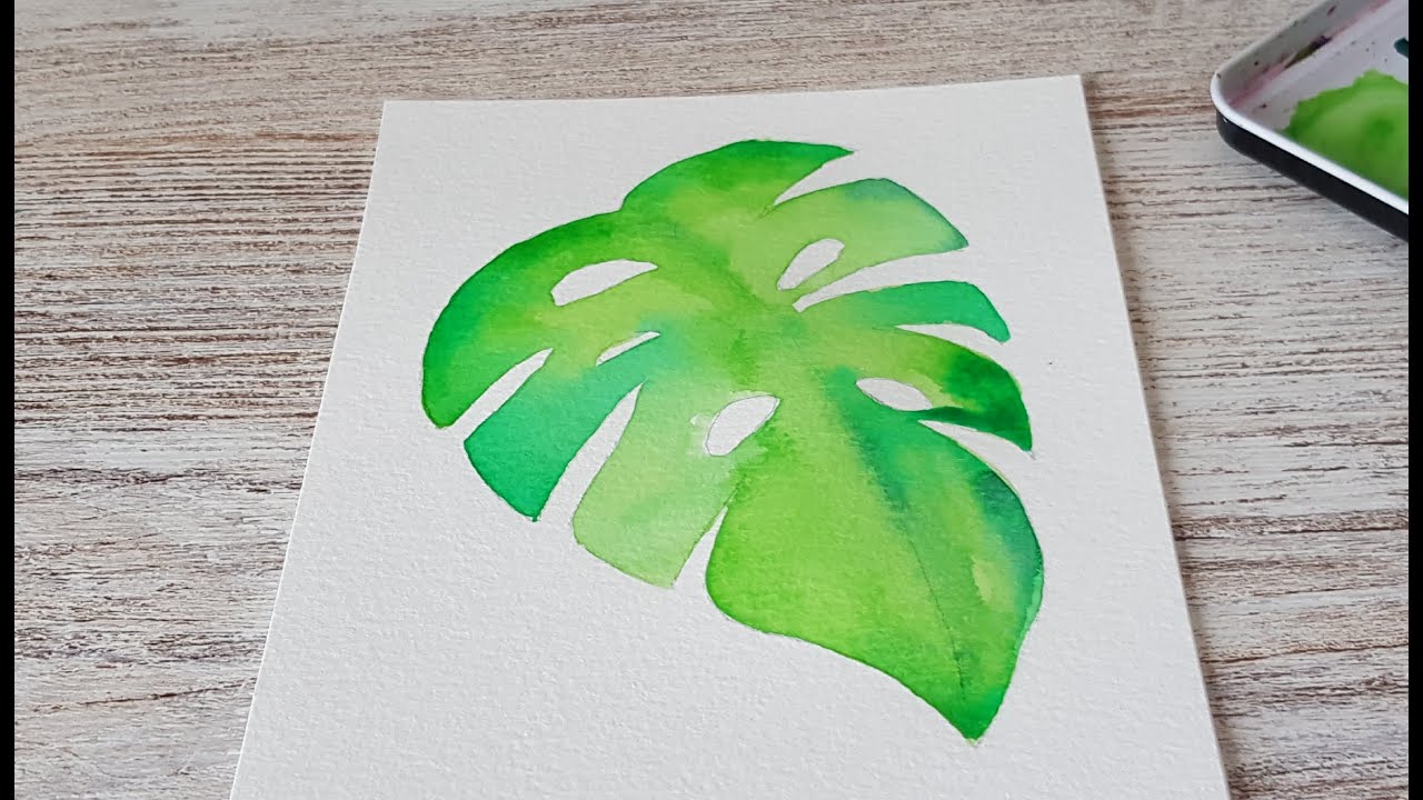 ¡¡¡FÁCIL!!! Húmedo sobre húmedo. HOJA VERDE en acuarela/¡¡IDEAL PRINCIPIANTES!!!