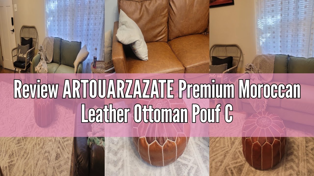 Review ARTOUARZAZATE Premium Moroccan Leather Ottoman Pouf Cover, Ottoman Footstool Hassock 100% Rea