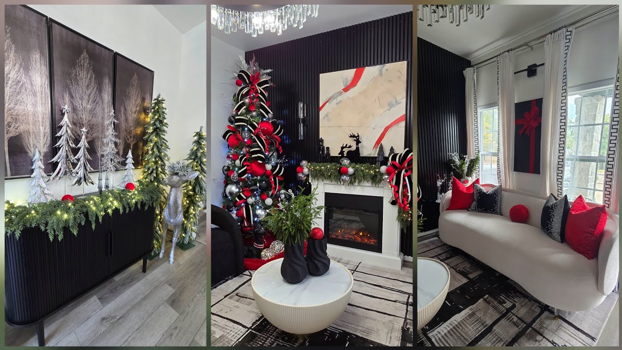 Рождественский тур по гостиной в стиле Woodsy Glam