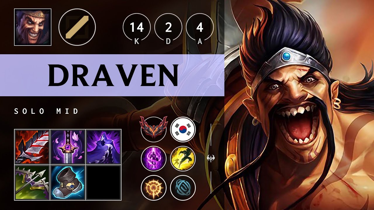 Draven Mid vs Cassiopeia: Triple Kill, Legendary - KR Grandmaster Patch 14.21