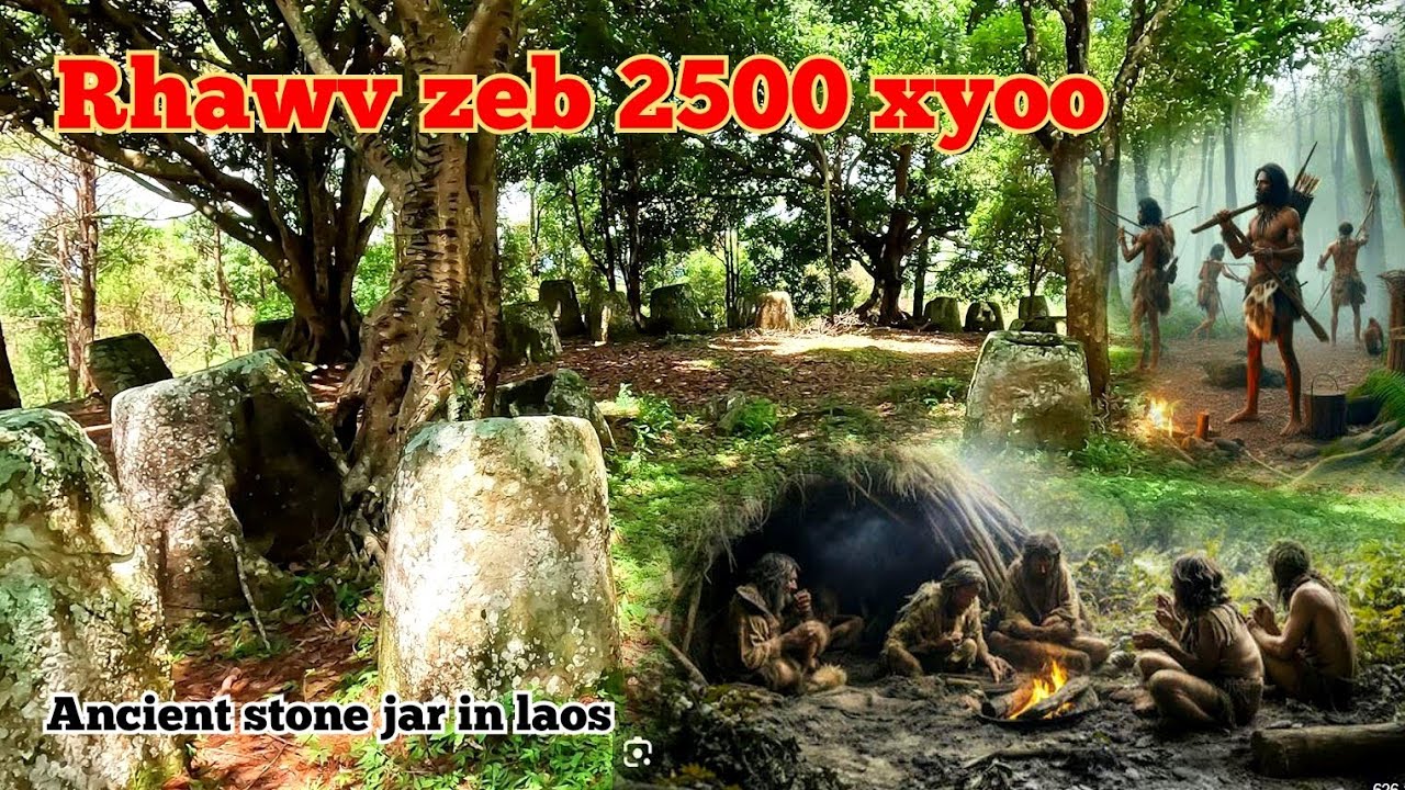 Rhawv zeb 2500 xyoo / Ancient stone jars in laos 4k