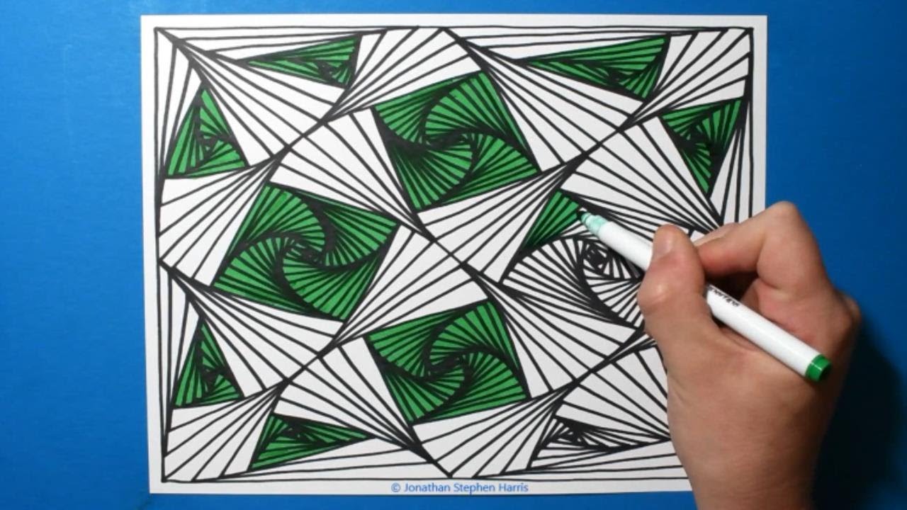 Line Illusion #17 / Unforgettable 3D Pattern / Relaxing Spiral Drawing / Color Art Therapy