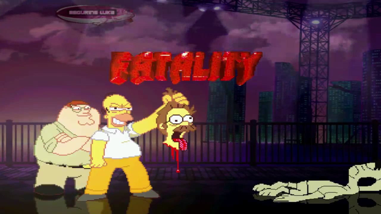 Mugen battle Homer Simpson and Peter Griffin vs Larry The aardvark and aardvark
