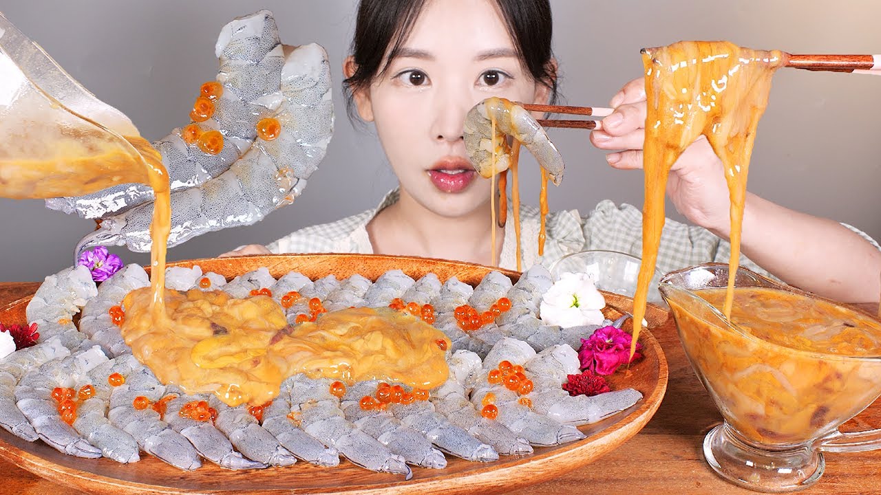 꿀조합🧡 탱글탱글 생새우 바다향 가득 해삼내장 먹방 raw shrimp & sea cucumber viscera [eating show] mukbang korean food