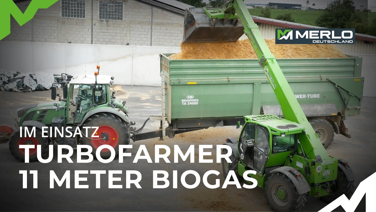 Heavy! Teleskoplader füttert Biogasanlage mit 11 m Arm (Einsatz & Check Merlo Turbofarmer TF 45.11)