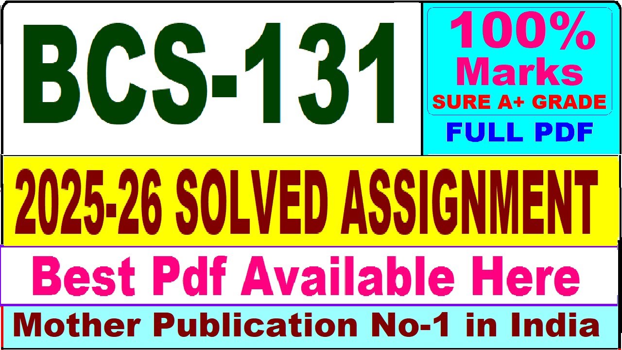 BCS 131 solved assignment 2025-26 || bcs 131 solved assignment 2026 in English || ignou bcs131