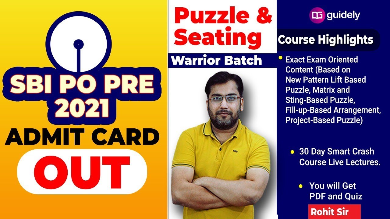SBI PO PRE 2021 ADMIT CARD OUT BY ROHIT SIR