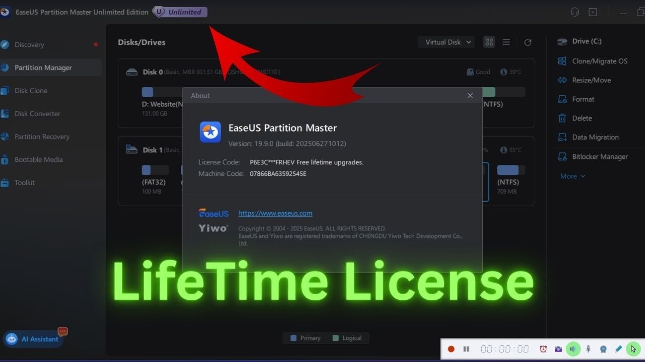 EaseUS Partition Master 19.15 License Lifetime 2026