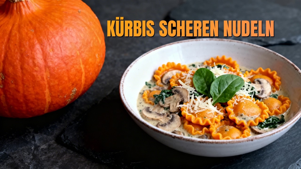 Kürbis Scherennudeln Selber Machen! Cremige Pilz-Rahmsauce- Alles Hausgemacht