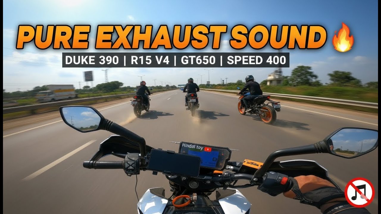 Pure Exhaust Sound 🔥 Duke 390 | R15 V4 | GT650 | Speed 400 — No Music 🎧