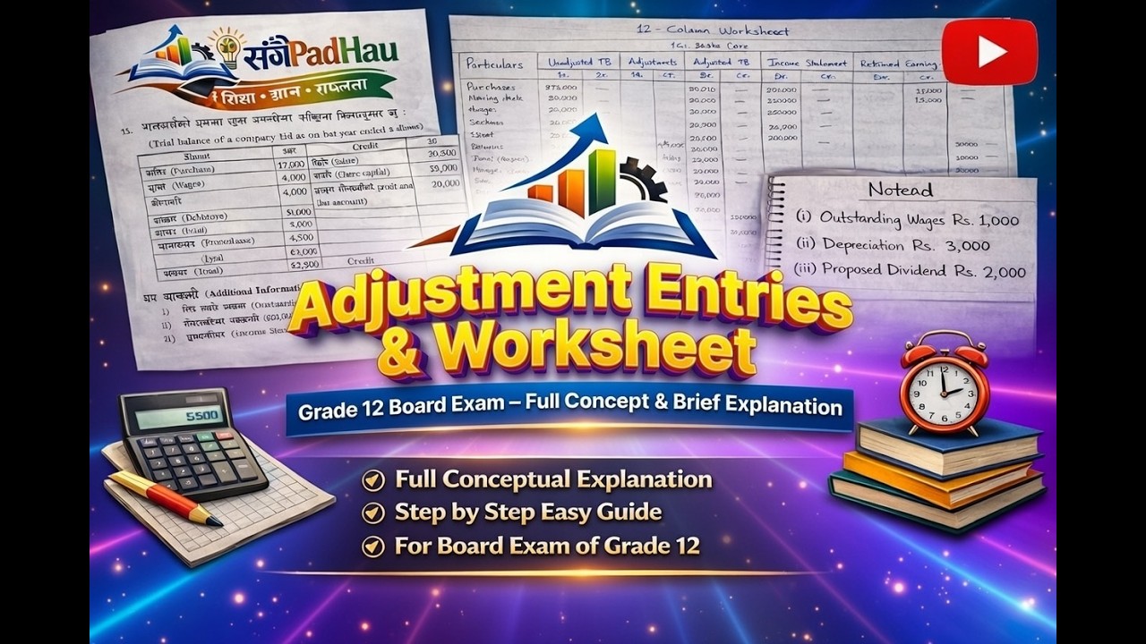 Important Question & Solutions || Grade 12 Account || Adjustment Entries & Worksheet || Full Concept