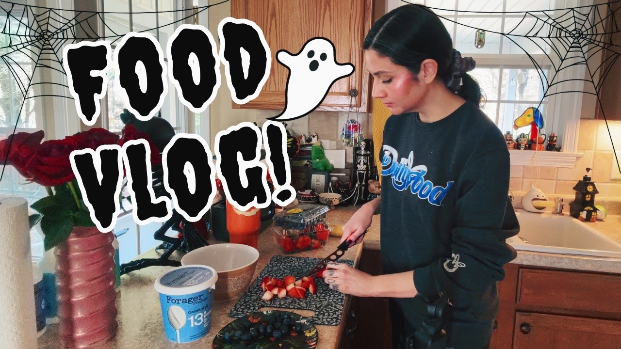 food vlog!🍓 grocery haul + cook w/ me!🔥 gut healthy vegetarian meal ideas!🖤