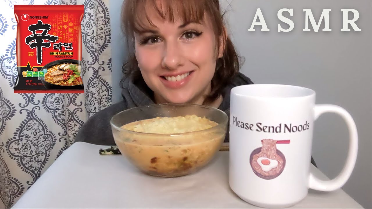 ASMR CREAMY SHIN RAMEN WITH CHEESE MUKBANG 라면 먹방 | Eating Sounds *No Talking | Ceallen Eats