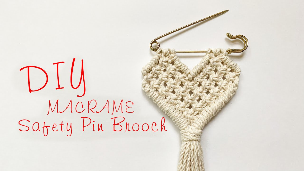 Tutorial Macrame Heart / Safety Pin Brooch / Valentine's Day