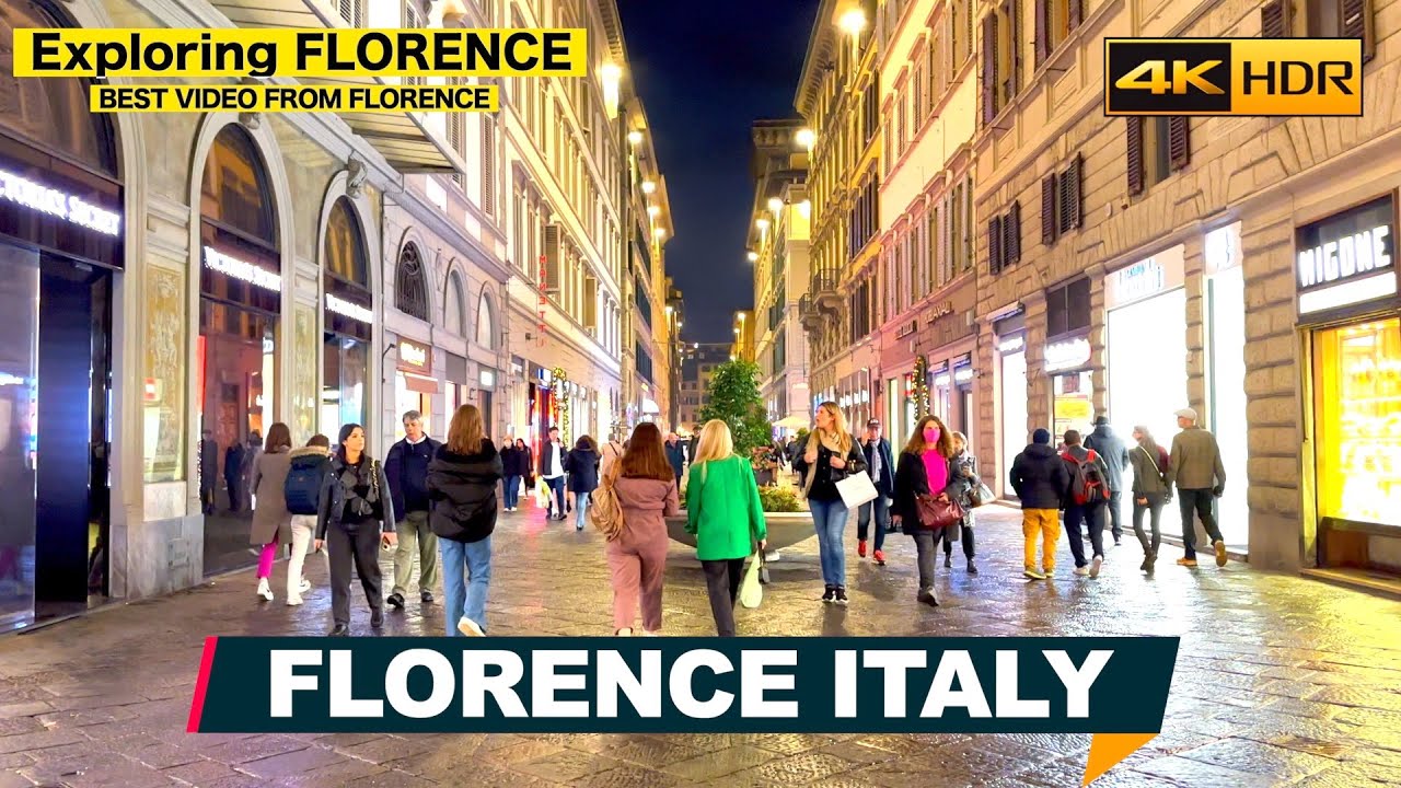 Florence, Firenze Italy at Night 🇮🇹 Walking Tour ▶32 with Captions (English Subtitles) [4K HDR]