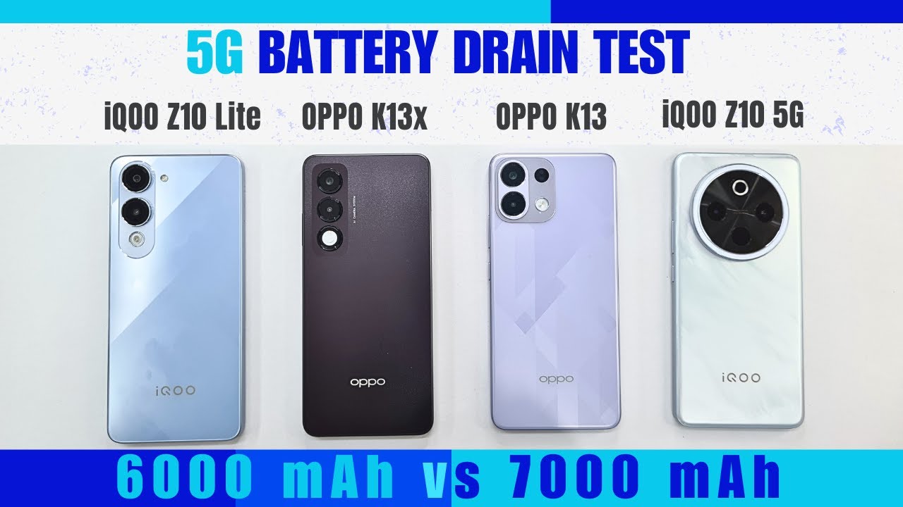 (5G) BATTERY Drain Test | iQOO Z10 Lite vs OPPO K13x vs iQOO Z10 vs OPPO K13