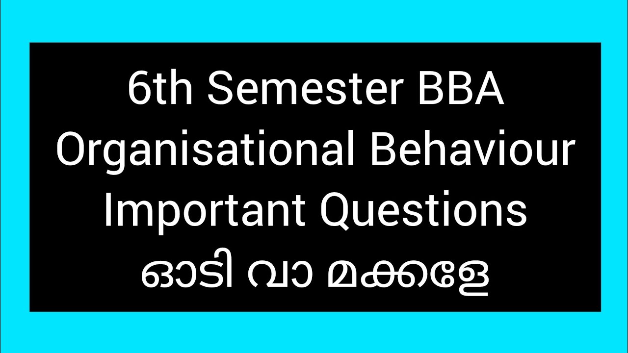 6th Semester BBA/Organisational Behaviour
