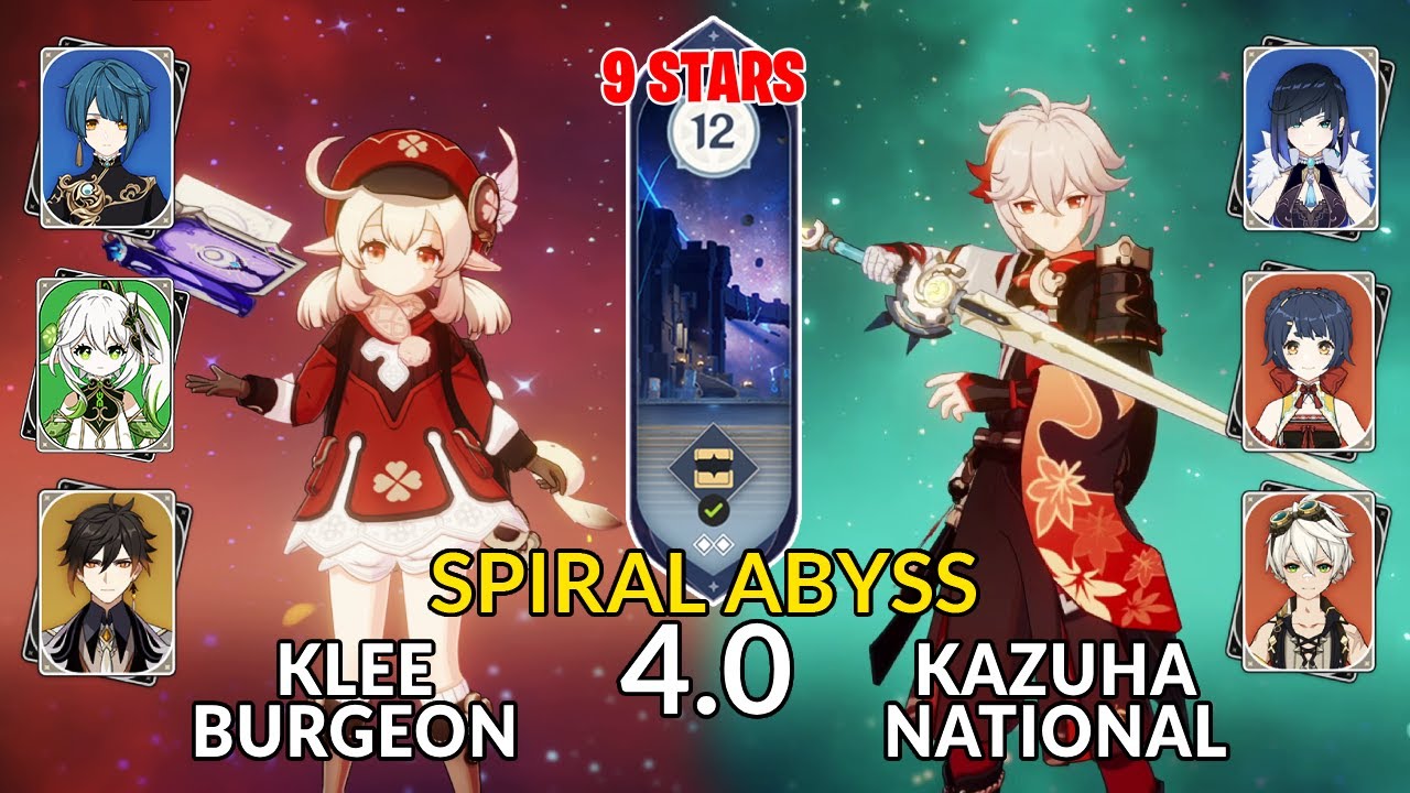 New 4.0 Spiral Abyss│Klee Burgeon & Kazuha National |Floor 12 - 9 Stars| Genshin Impact