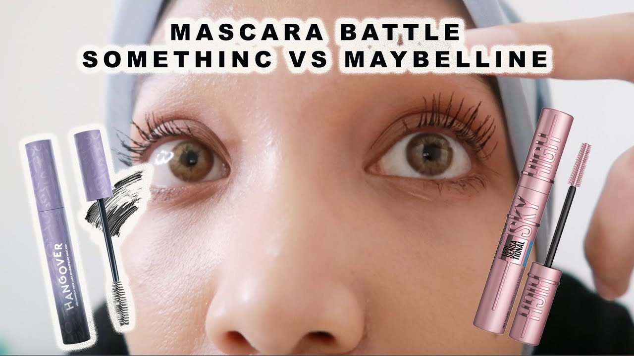 BATTLE MASCARA FAVORITE SOMETHINC HANGOVER VS MAYBELLINE SKY HIGH
