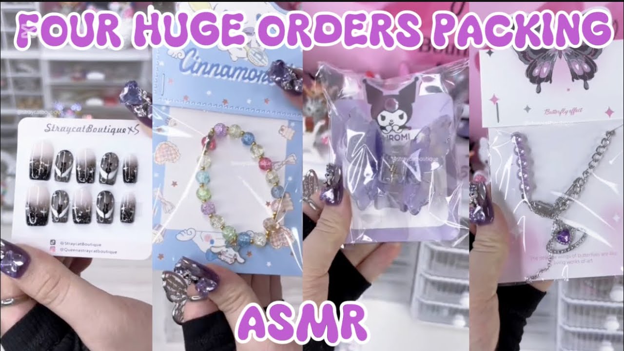 FOUR HUGE ORDERS PACKING 😻✨(ASMR)||SMALL BUSINESS 
