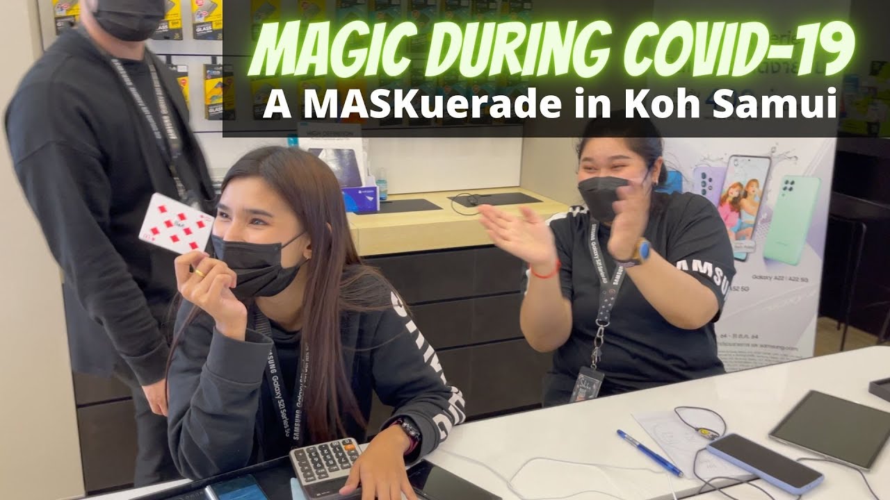 Preforming Close up Magic during Covid in central festival Koh Samui, Thailand: Magician Thailand