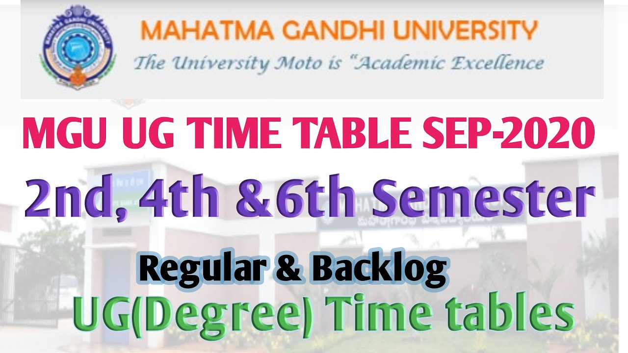 MGU Degree UG 2nd, 4th and 6th semester exam timetables || Regular & Backlog exam time tables||