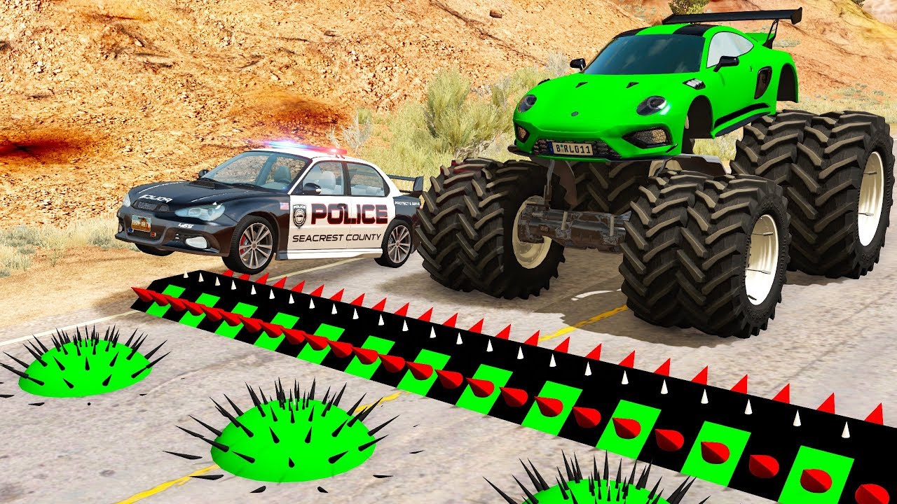 Police Spike Strip Crashes #19 - Beamng drive