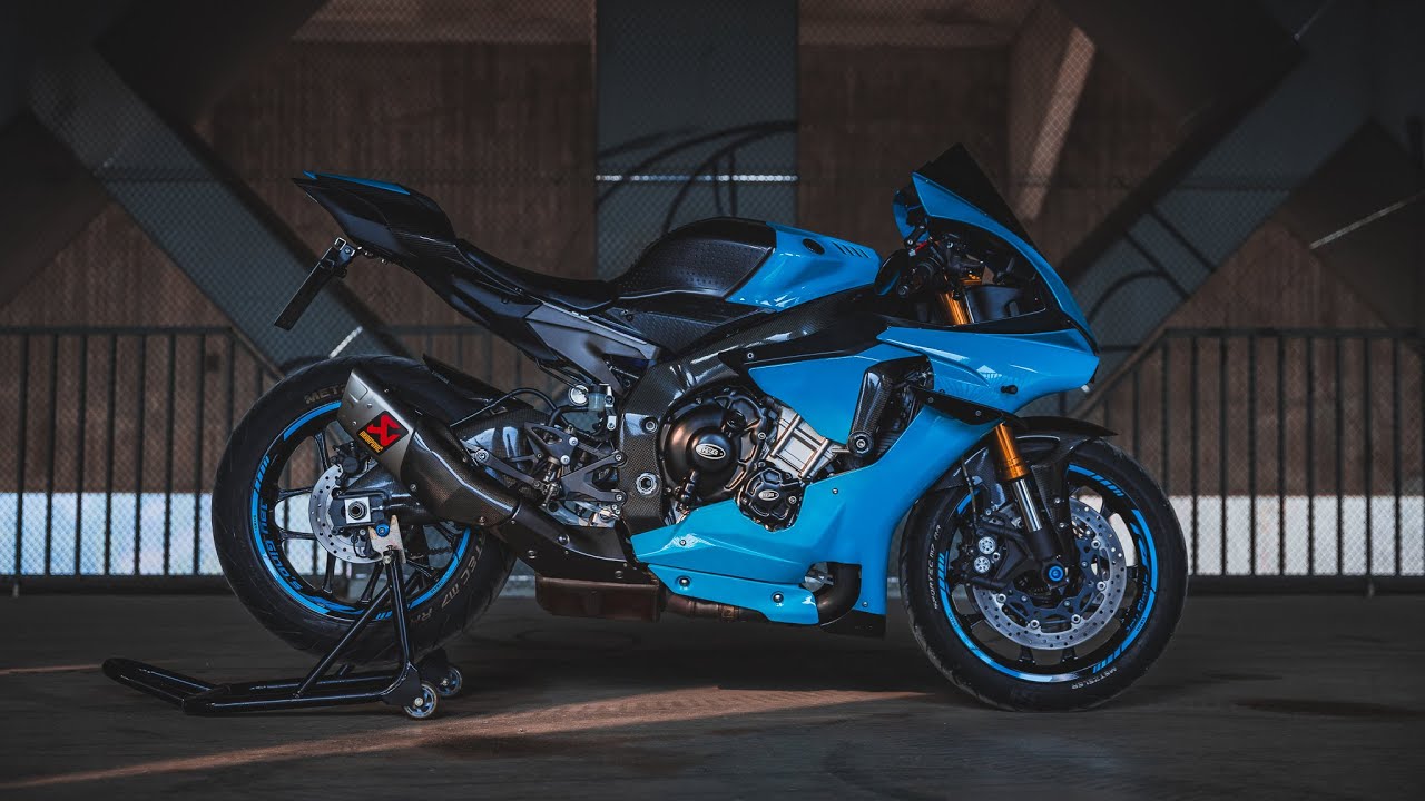 MIAMI BLUE VIBES - New Yamaha R1 Design 🔥BIKEPORN🔥 [4K]