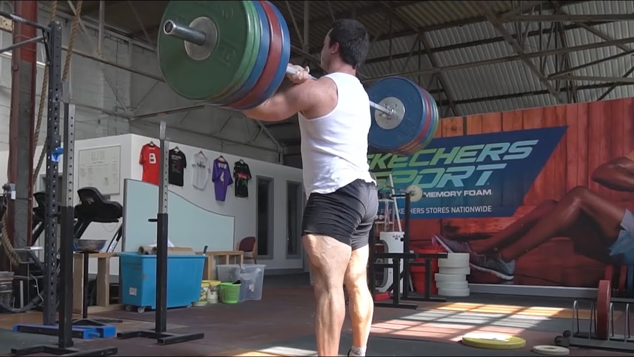 160kg Power Snatch, 265kg Pause Squats, Easy 200kg Clean and Jerk, 180kg Snatch - Training Clips