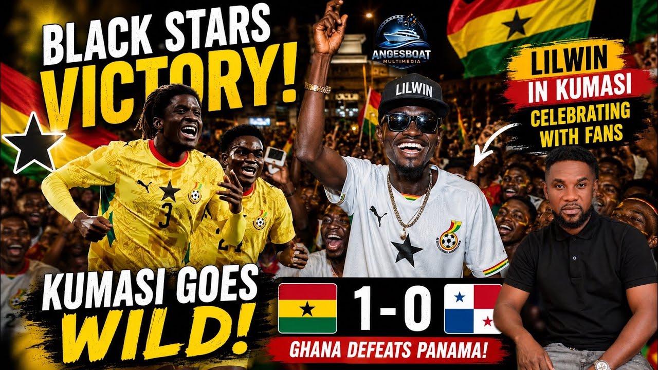 🇬🇭Kumasi goes wild as the Black Stars secure victory! LilWin joins fans in a night of celebration, 