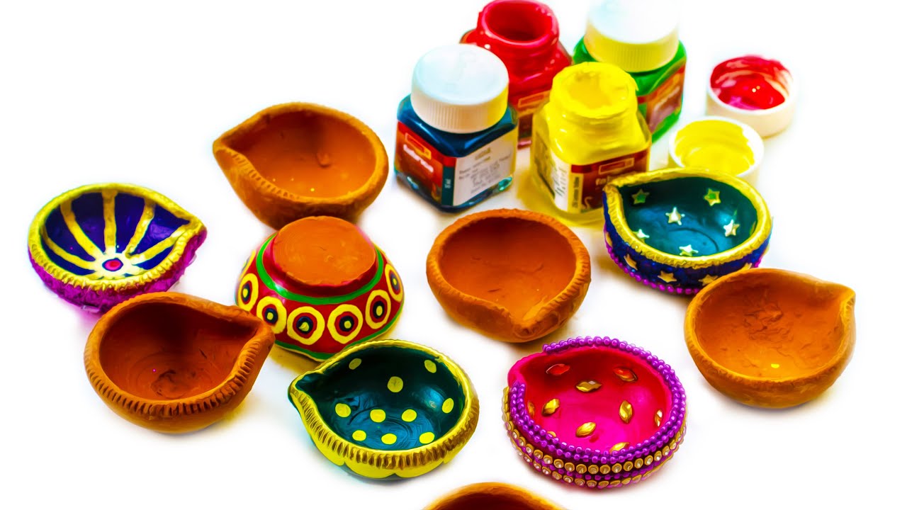 5 Very easy unique diya decoration at home | Diwali 2019 | diya decoration
