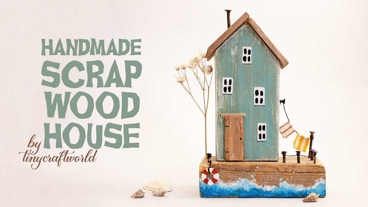 Nautical Lonely scrap wood Seaside house (handmade house decoration)