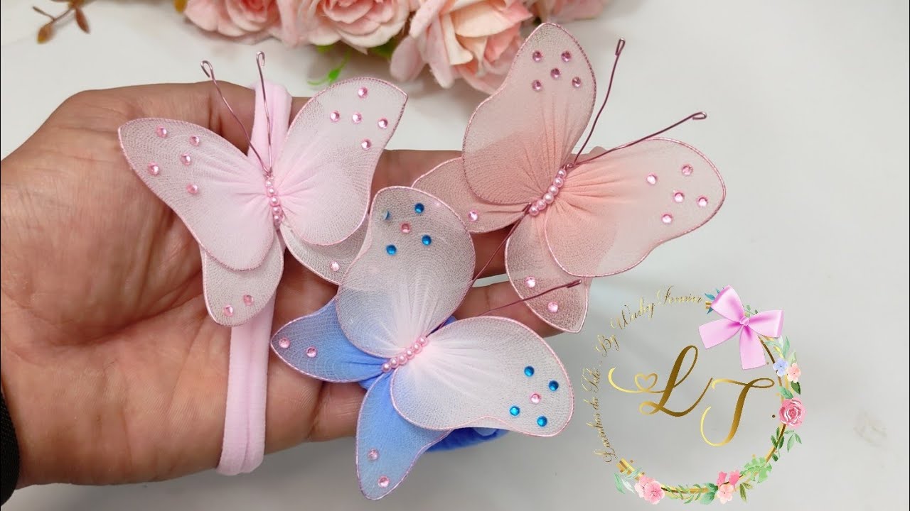 Borboleta de meia de Seda. Faixinha de bebê luxuosa e lucrativa