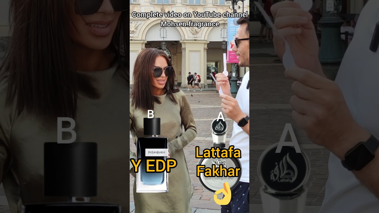 👆👆Women react to Lattafa Fakhar Black vs Y edp YSL #shorts