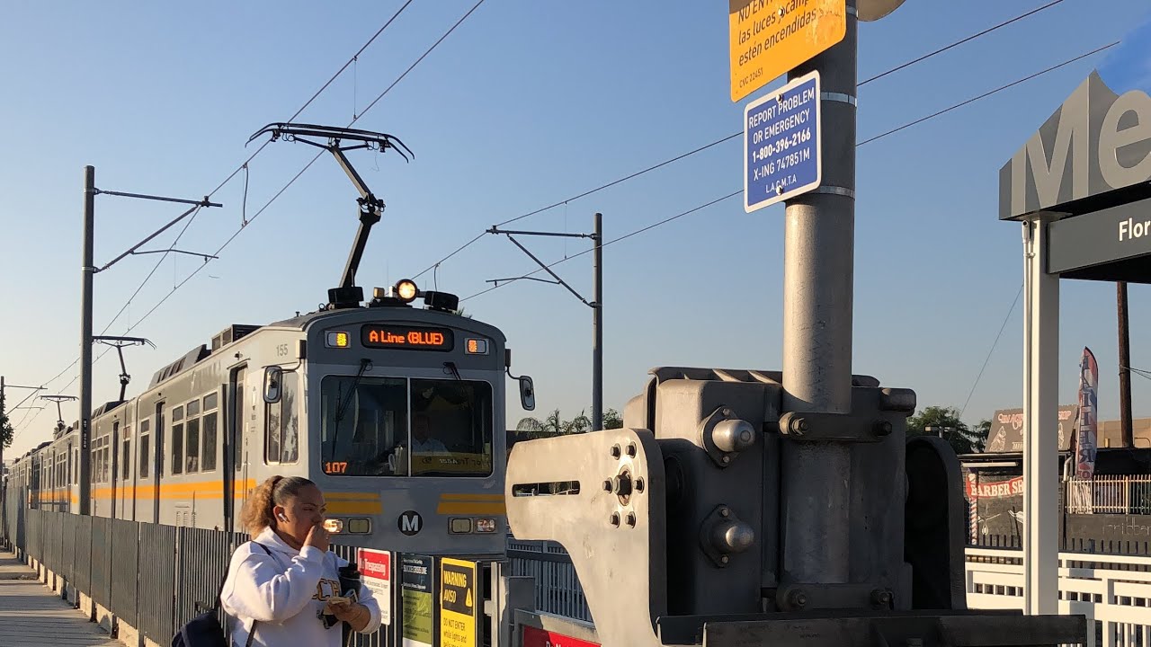 Metro Blue Line (A) Trains Departing And Entering Florence Station