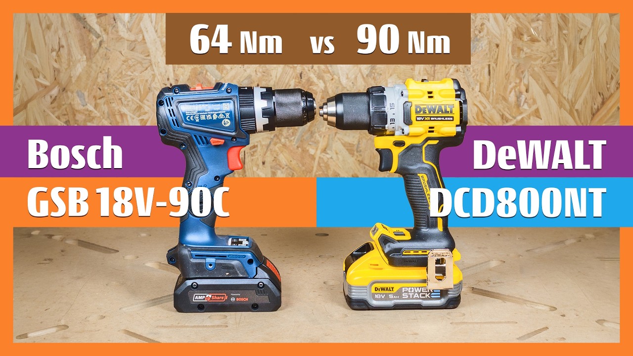 DeWalt DCD800NT-XJ vs Bosch GSB 18V-90C Comparison Brushless Drills #dewalt #boschtools