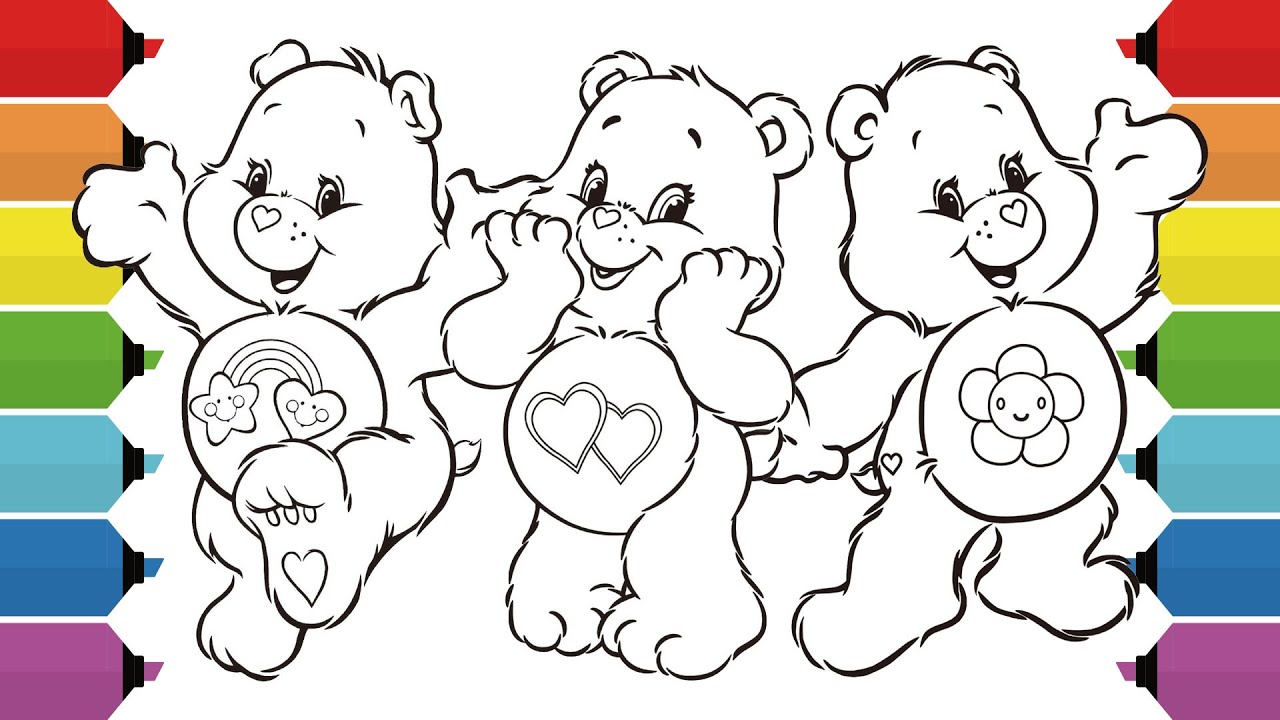 Care Bears Coloring Pages | Love a Lot Bear, Harmony Bear & Best Friend Bear