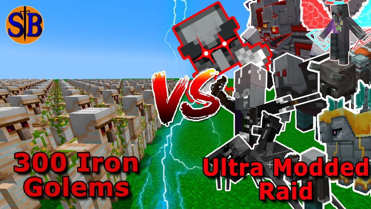 Can 300 Iron Golems Defeat an Ultra Modded Raid | Minecraft Mob Battle