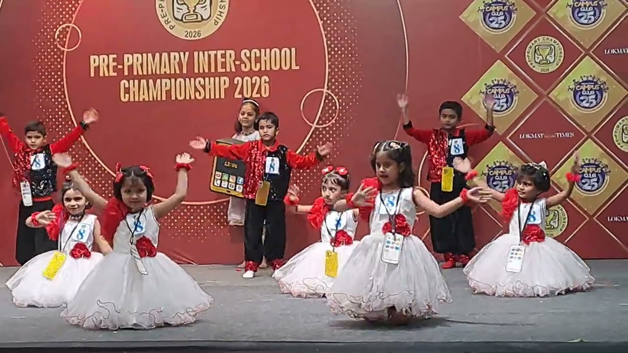 Bollywood theme dance on mobile addiction by pre primary students 