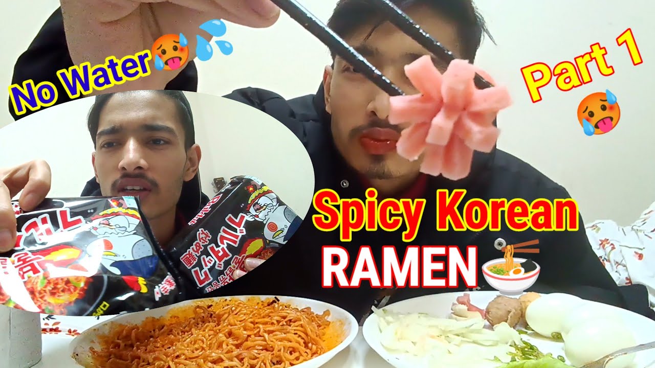 Hot & Spicy 🥵 Korean Ramen 🍜 No Water Challenge 🤒