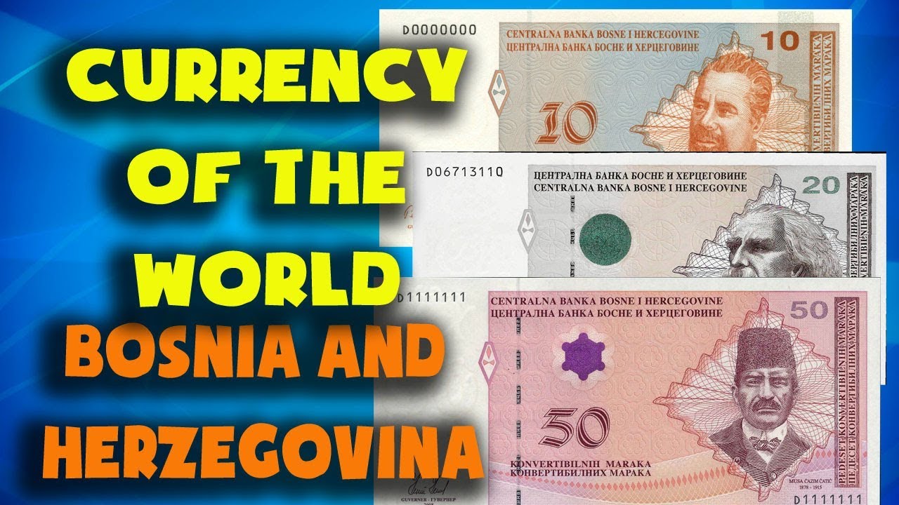 Currency of the world - Bosnia and Herzegovina convertible mark. Bosnian banknotes and bosnian coins