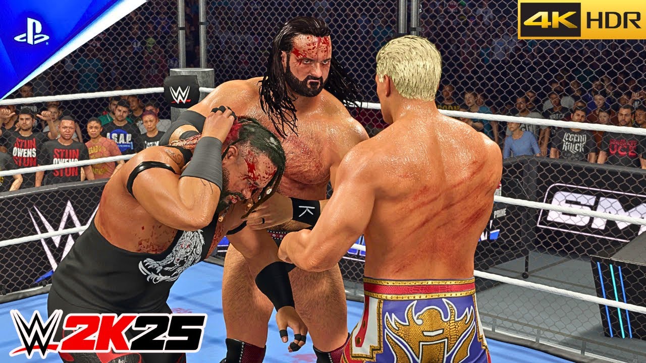 WWE 2K25 - Cody Rhodes vs. Drew McIntyre vs. Jacob Fatu | Undisputed WWE Championship SmackDown | 4K