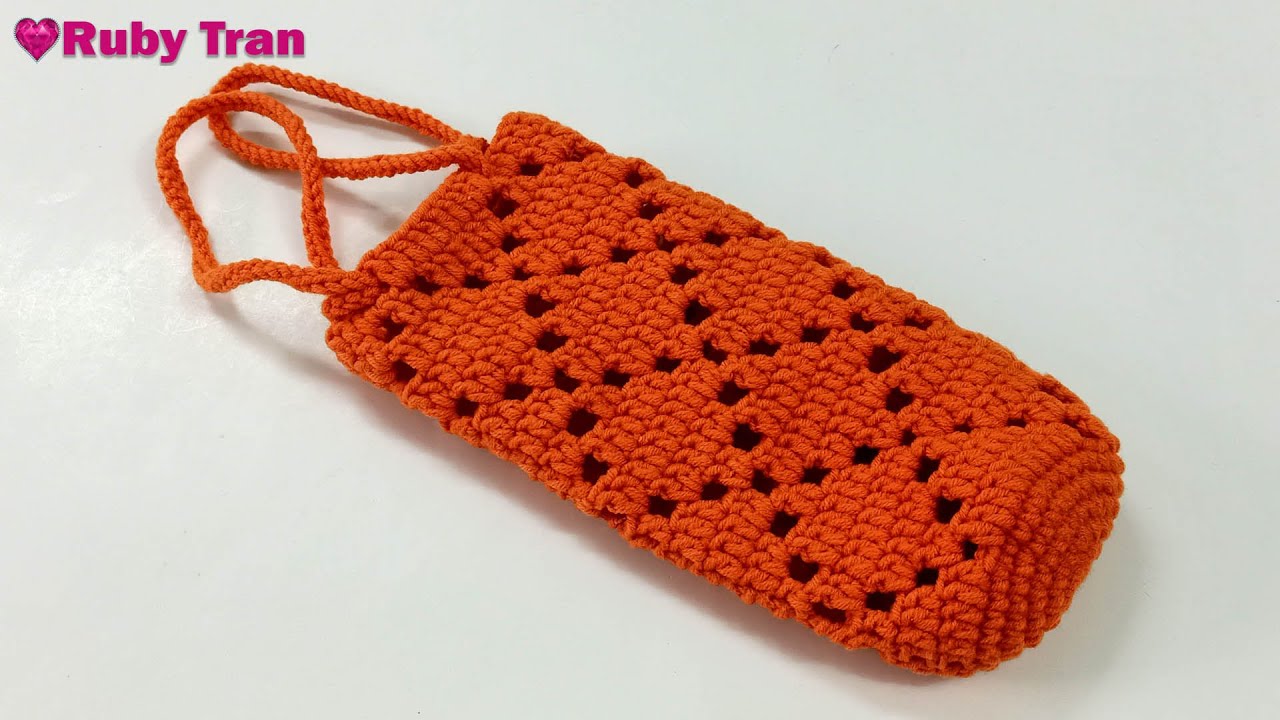 Hướng Dẫn Móc Túi Đựng Bình Nước Hoa Văn Đơn Giản | Crochet Bottle Holder Bag Handmade