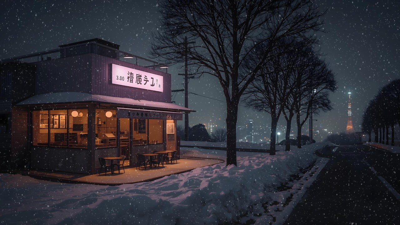 Tokyo Winter Night Café 🌨️ Cozy Winter Coffee Atmosphere