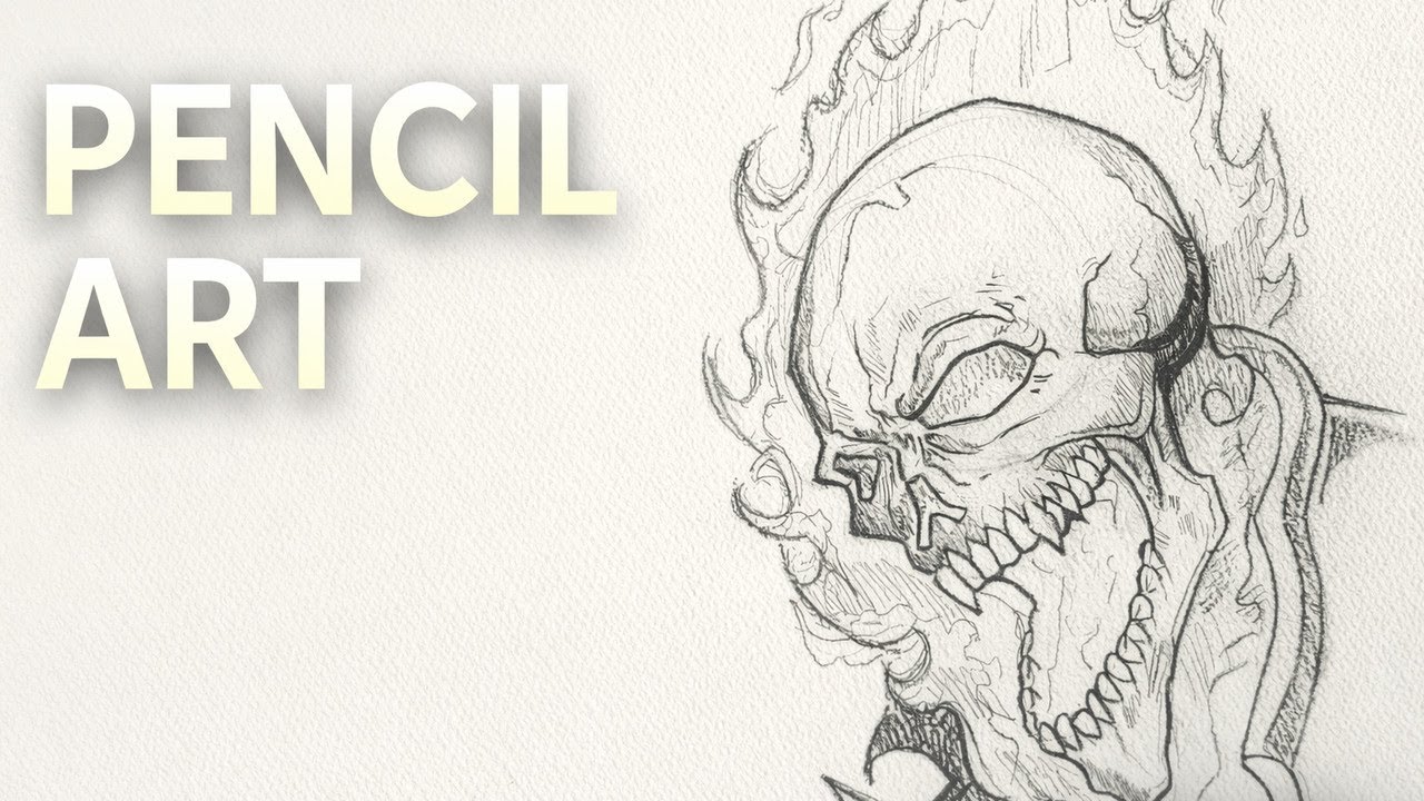 Flaming Skull Pencil Sketch
