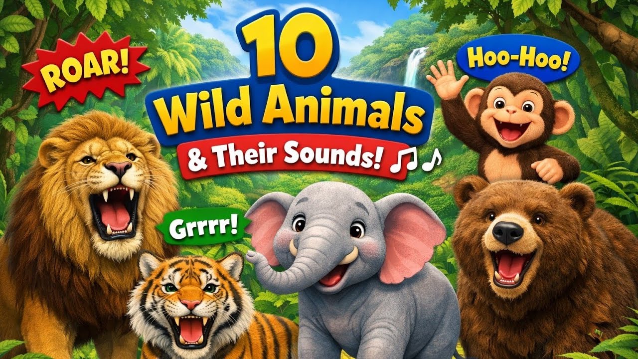 10 Wild Animals Name 🐅 with Sounds |