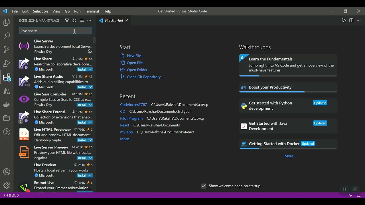 Install LiveShare VS Code