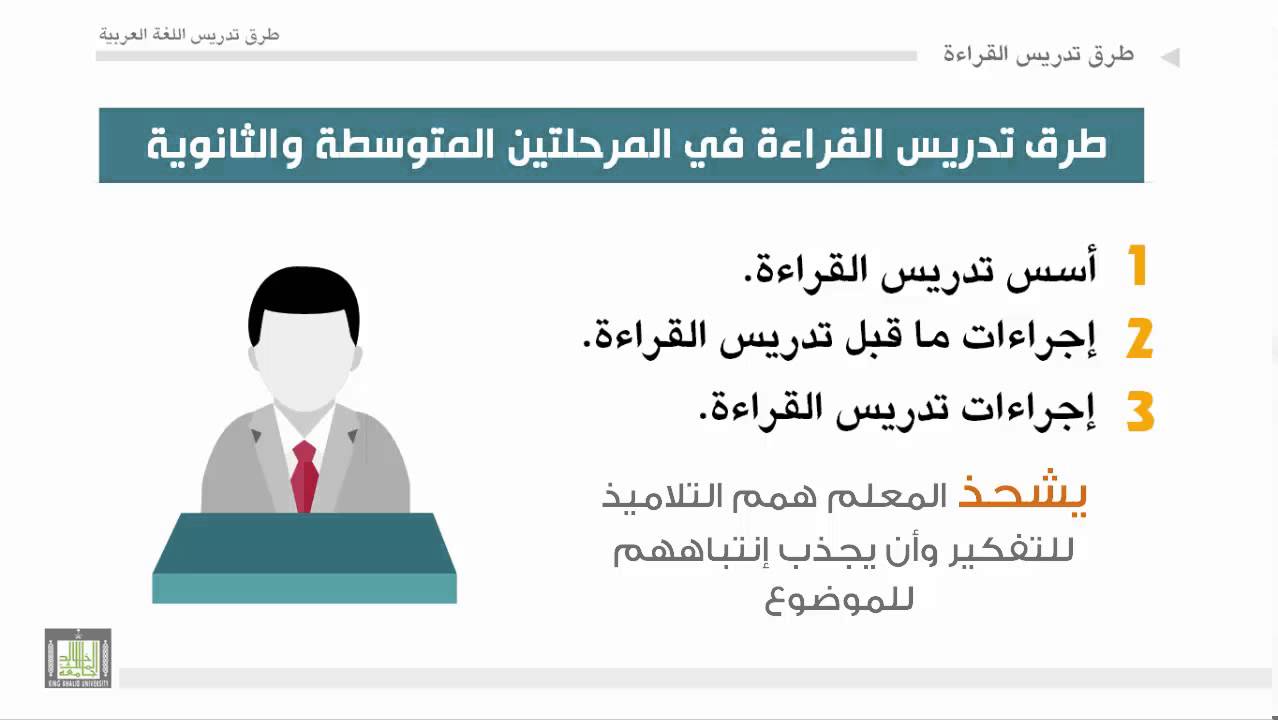 طرق تدريس اللغة العربية - الوحدة 6 : طرق تدريس القراءة في المرحلتين المتوسطة والثانوية